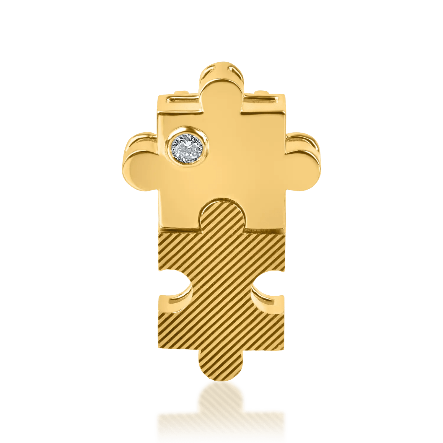 Pandantiv piese puzzle din aur galben cu diamante de 0.03ct Pandantiv piese puzzle din aur galben cu diamante de 0.03ct
