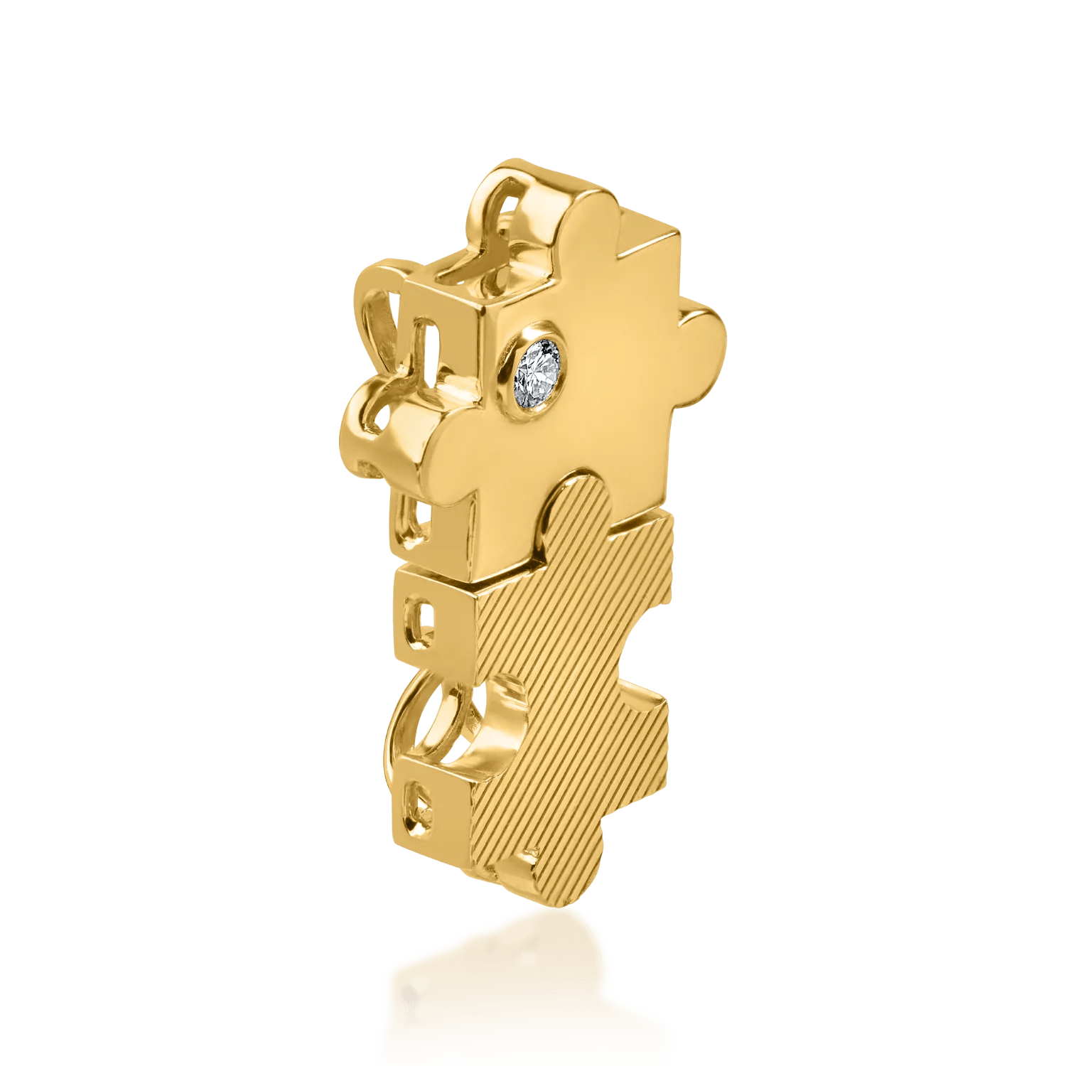 Pandantiv piese puzzle din aur galben cu diamante Pandantiv piese puzzle din aur galben cu diamante
