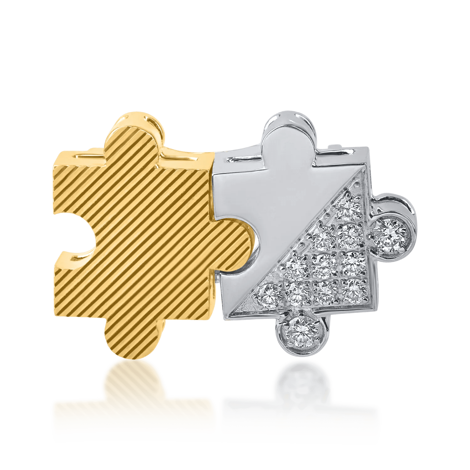Pandantiv puzzle din aur alb-galben cu diamante de 0.13ct Pandantiv puzzle din aur alb-galben cu diamante de 0.13ct