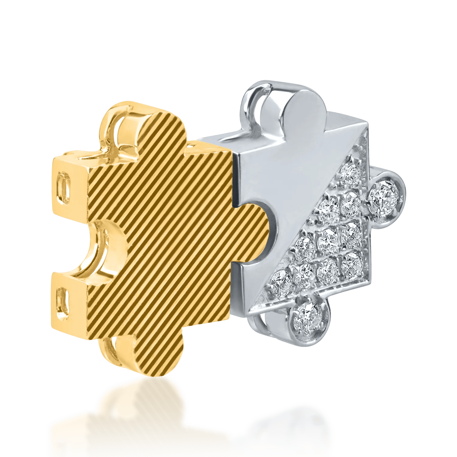 Pandantiv puzzle din aur alb-galben cu diamante Pandantiv puzzle din aur alb-galben cu diamante