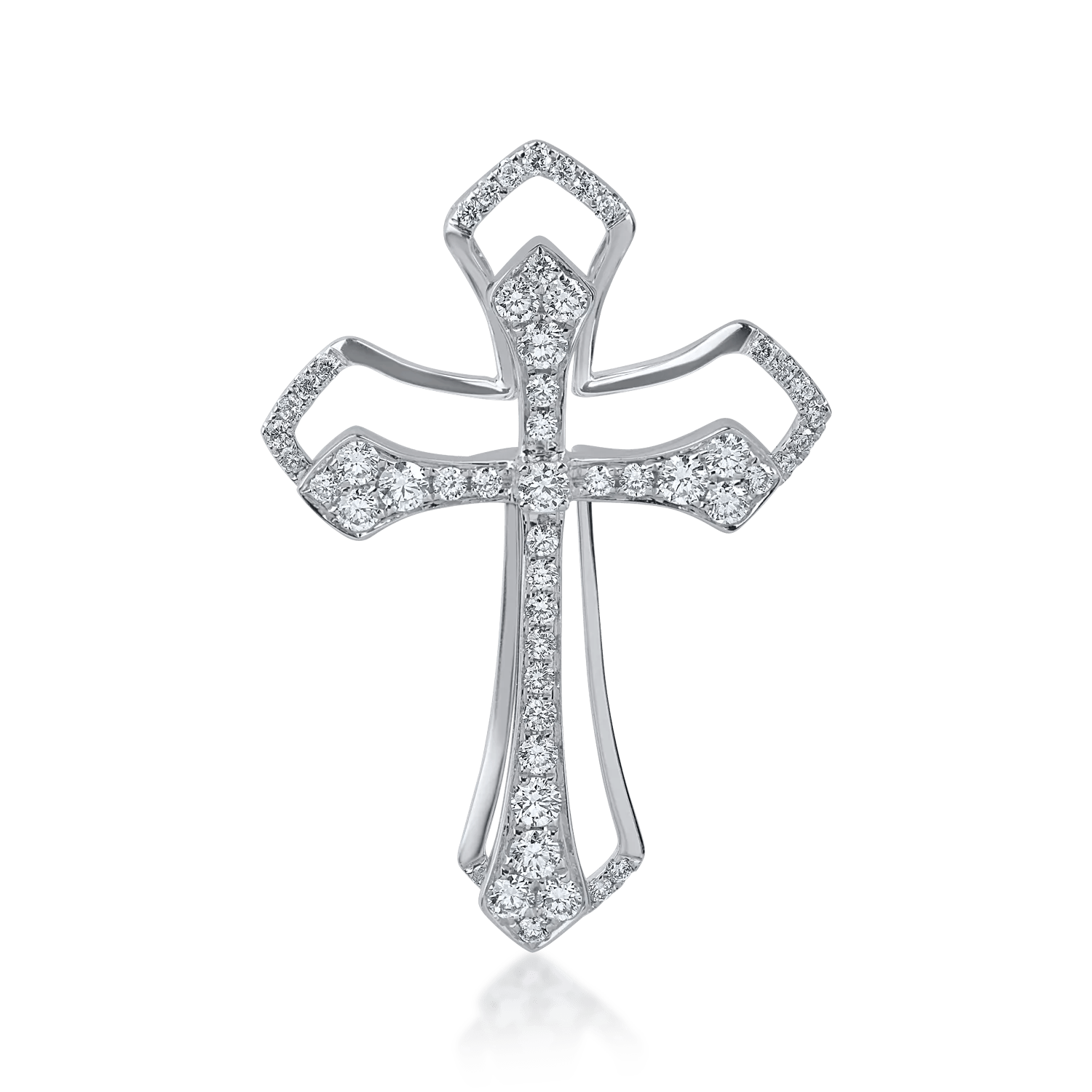 Pandantiv cruce din aur alb cu diamante de 0.8ct Pandantiv cruce din aur alb cu diamante de 0.8ct