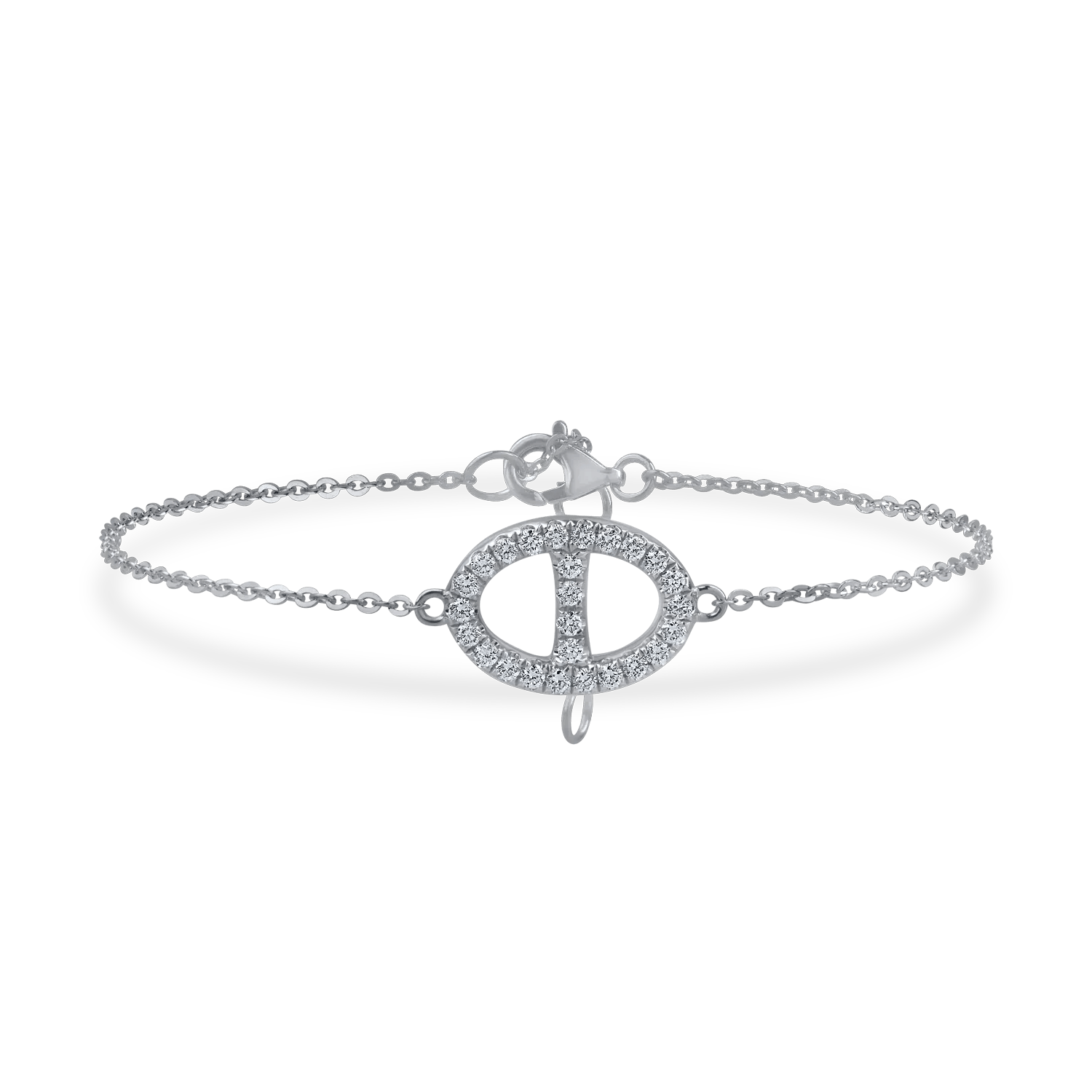 Brățară cu pandantiv geometric din aur alb și diamante de 0.27ct Brățară cu pandantiv geometric din aur alb și diamante de 0.27ct