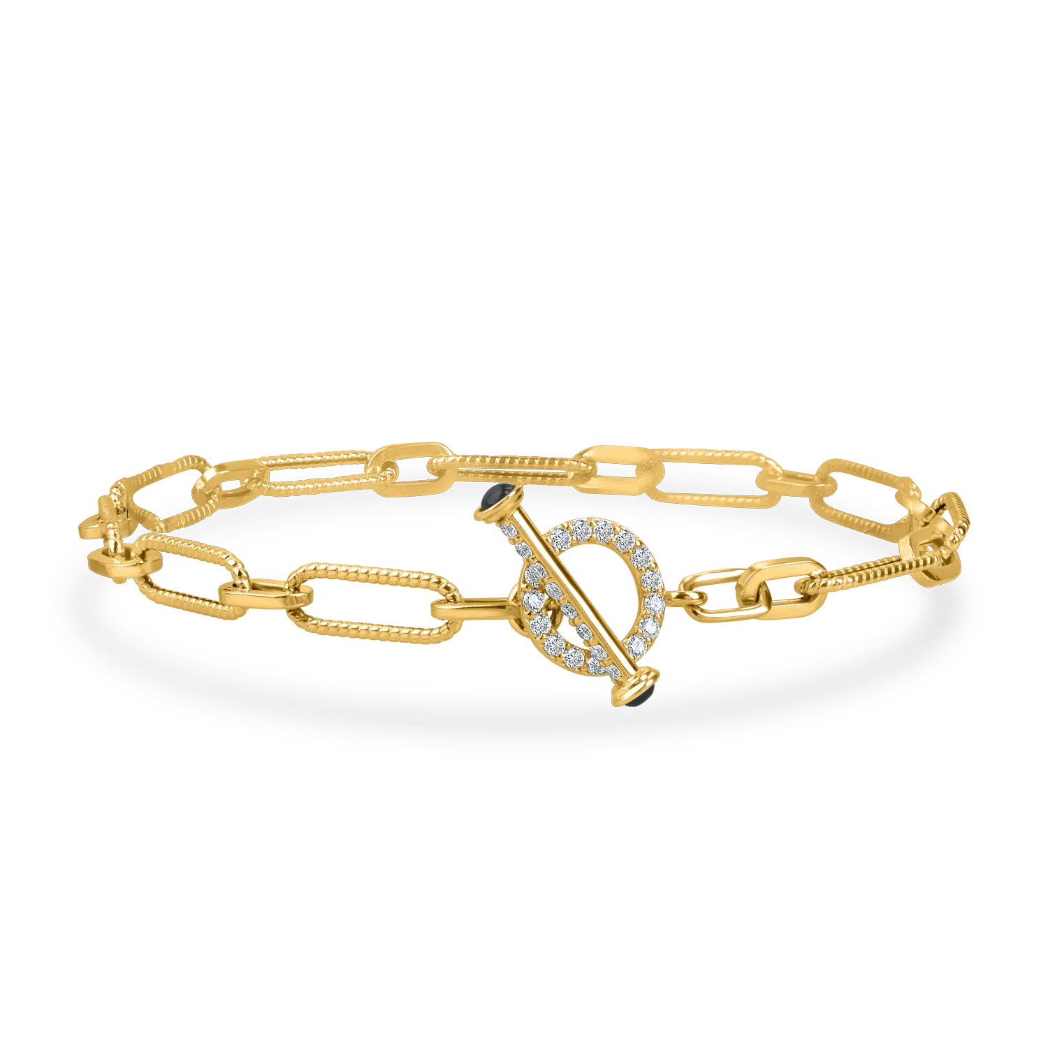 Brățară cu zale din aur galben, safire de 0.21ct și diamante de 0.28ct Brățară cu zale din aur galben, safire de 0.21ct și diamante de 0.28ct