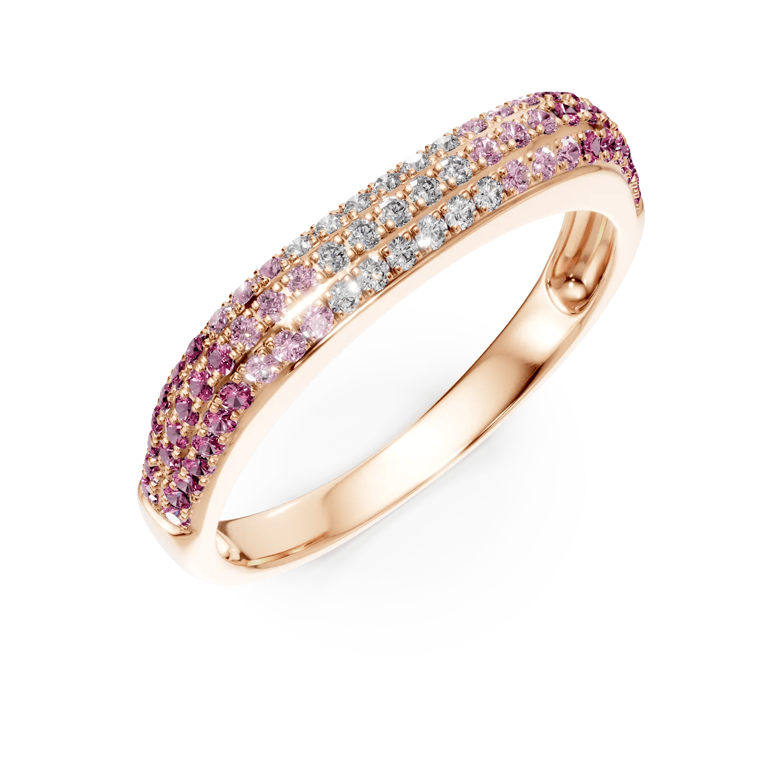 Inel semi eternity din aur roz cu safire şi diamante de 0.57ct – Teilor Inel semi eternity din aur roz cu safire şi diamante de 0.57ct – Teilor