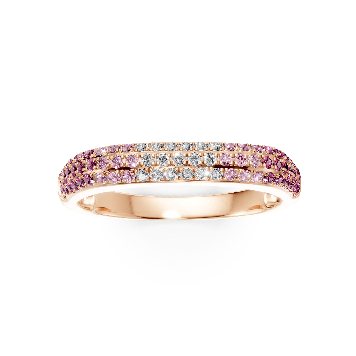 Inel semi eternity aur roz cu safire și diamante Inel semi eternity aur roz cu safire și diamante