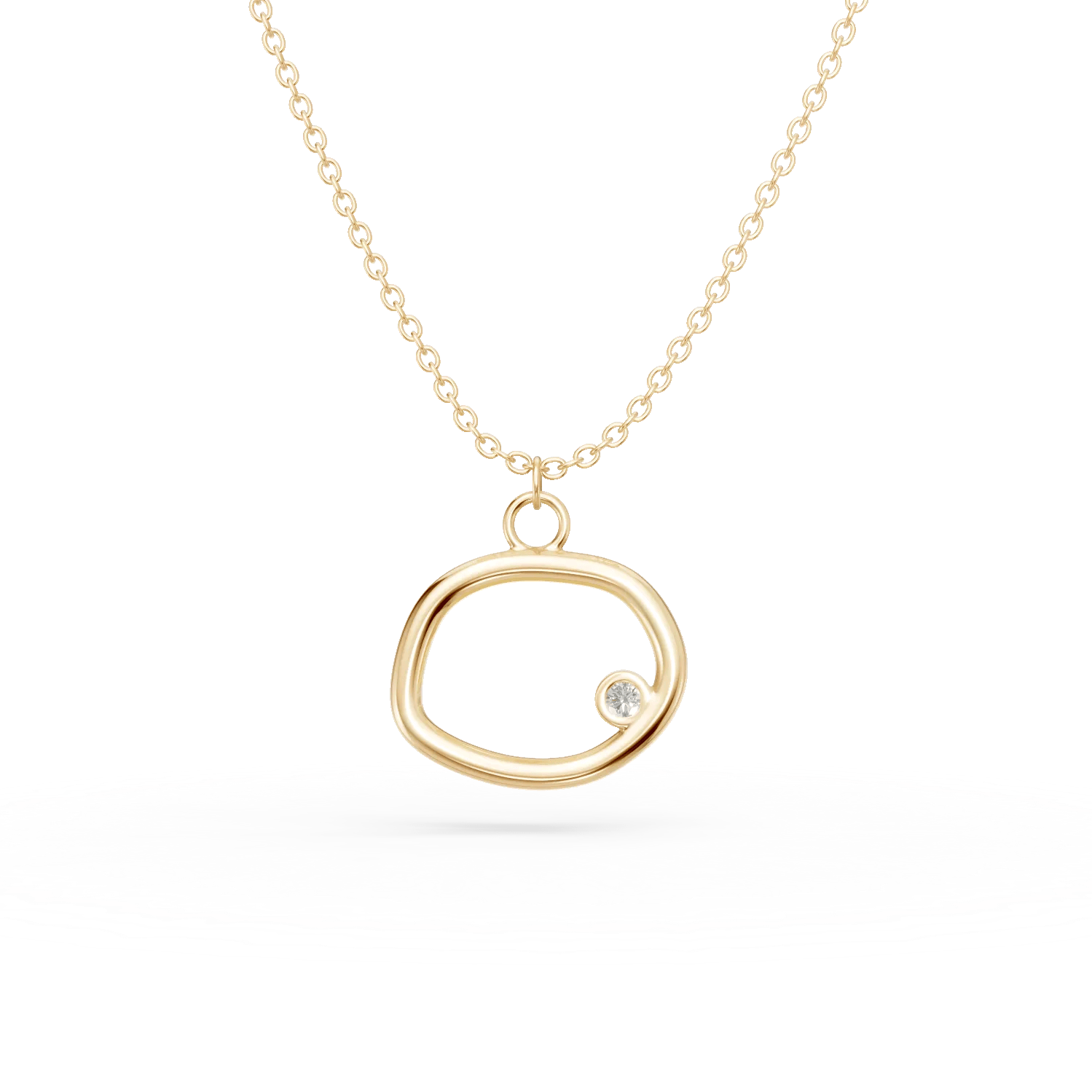 Lant cu pandantiv rotund din aur galben și diamant de 0.005ct – Teilor Lant cu pandantiv rotund din aur galben și diamant de 0.005ct – Teilor