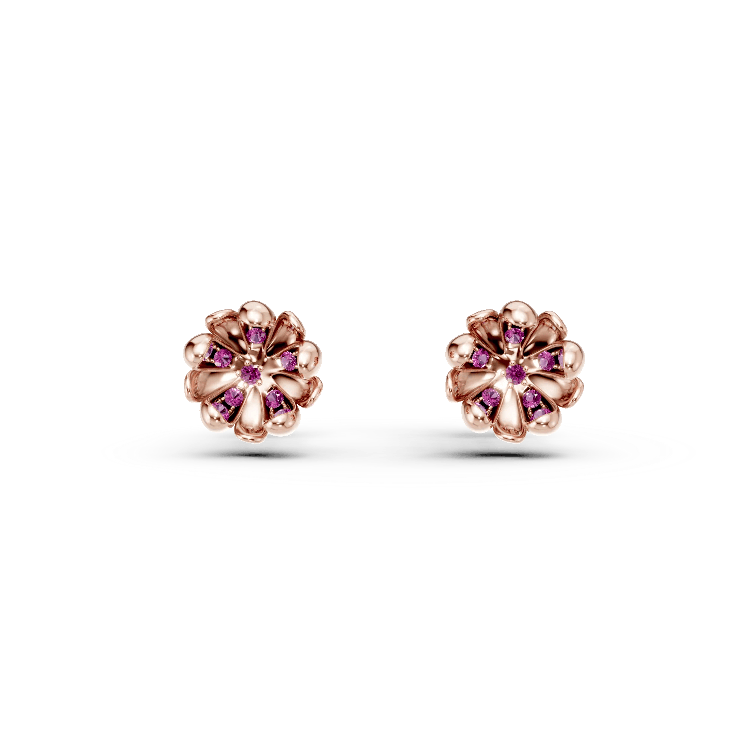 Cercei flori de tei din aur roz cu safire roz de 0.22ct – Teilor Cercei flori de tei din aur roz cu safire roz de 0.22ct – Teilor