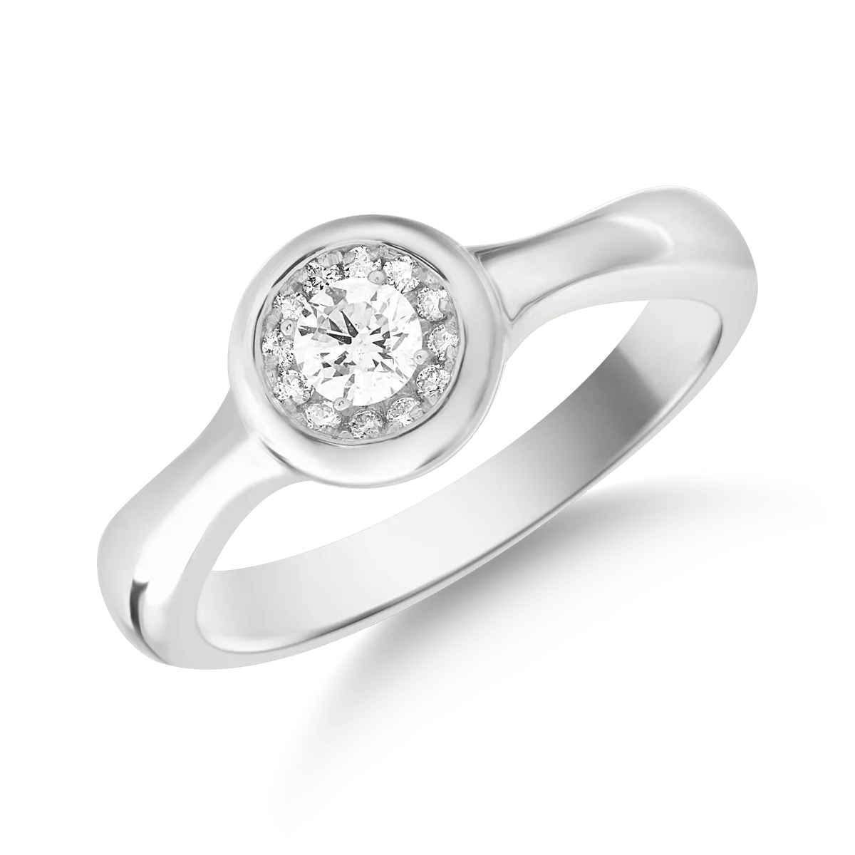 Inel din aur alb cu diamant de 0.05ct și diamante de 0.027ct Inel din aur alb cu diamant de 0.05ct și diamante de 0.027ct