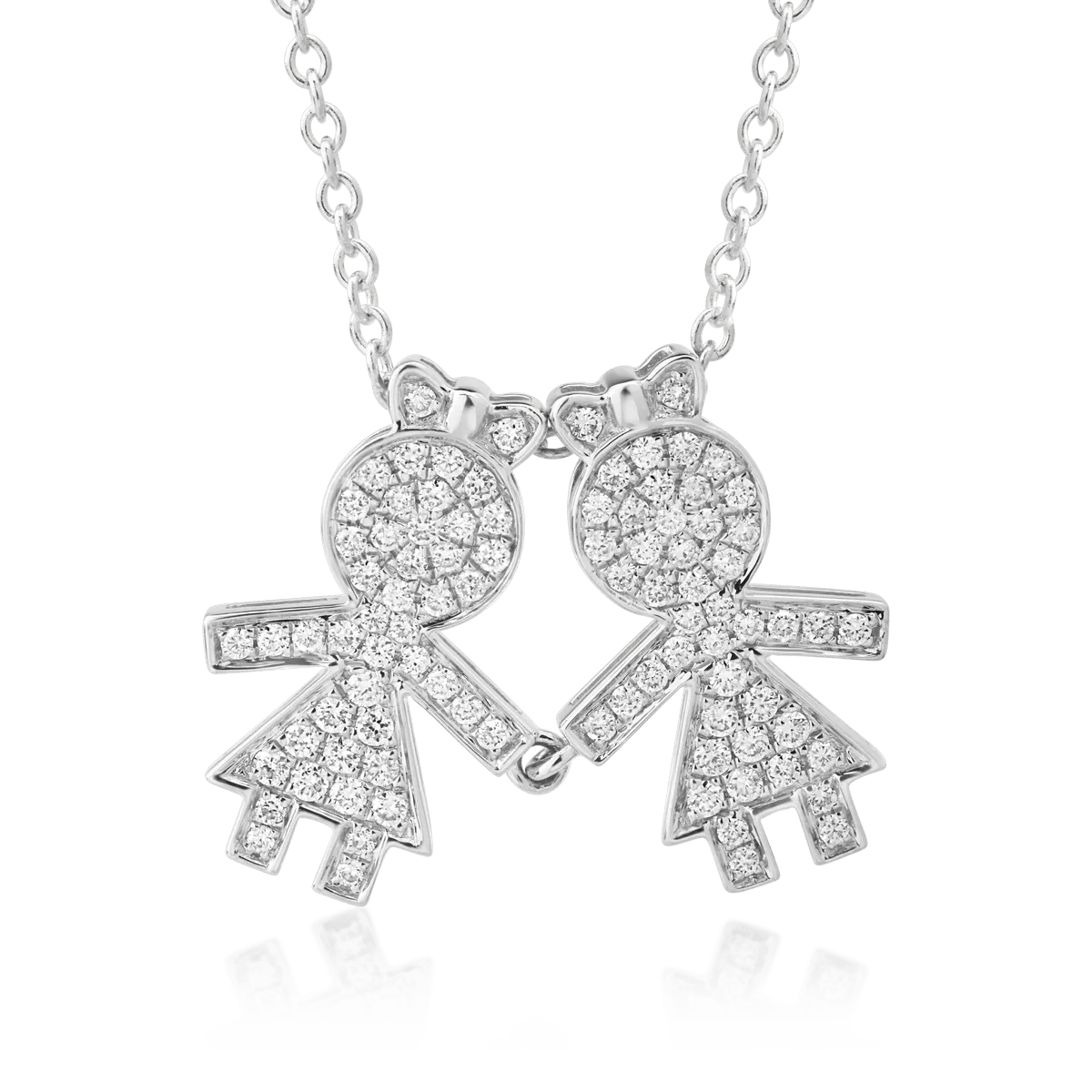 Lanț cu pandantiv aur alb și diamante 0.32ct Lanț cu pandantiv aur alb și diamante 0.32ct