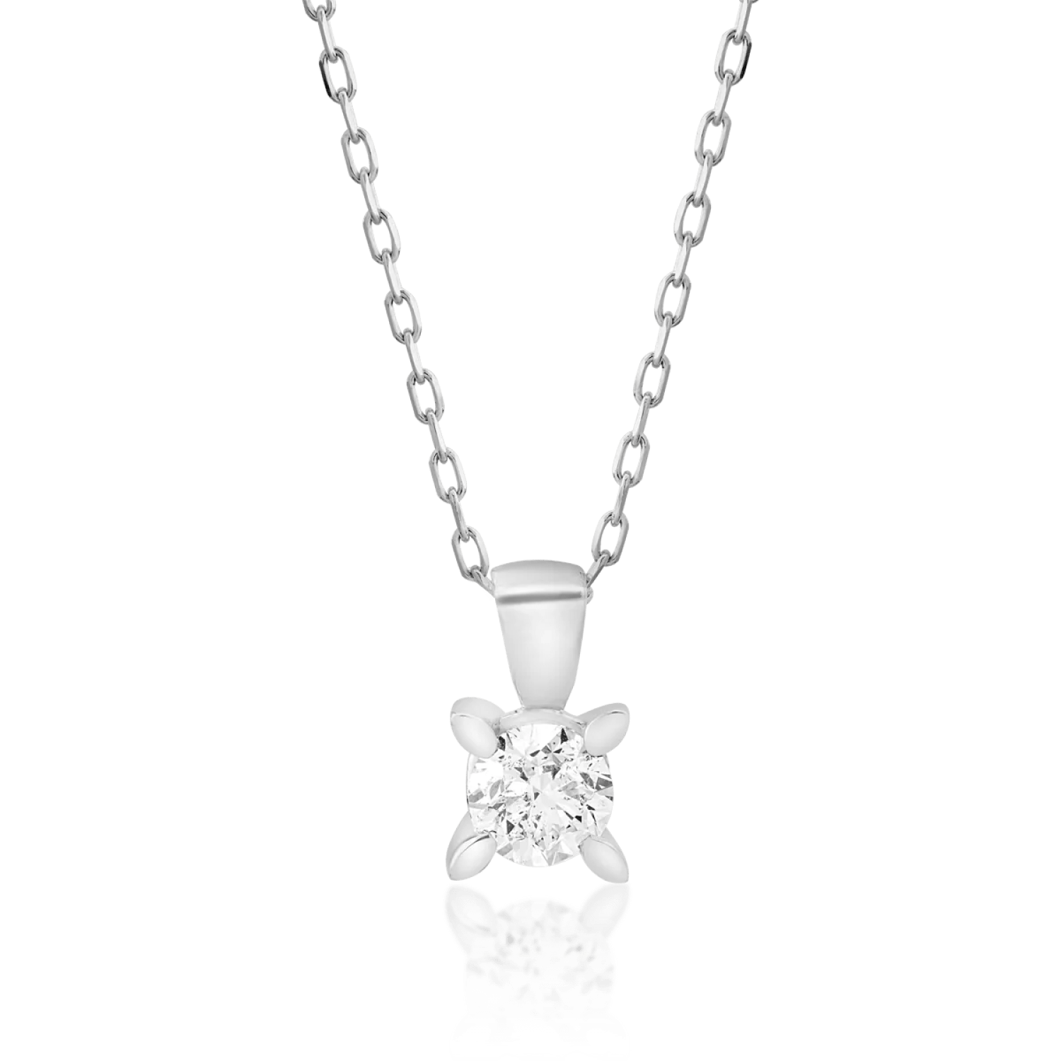 Lanț cu pandantiv din aur alb și diamant solitaire de 0.3ct Lanț cu pandantiv din aur alb și diamant solitaire de 0.3ct