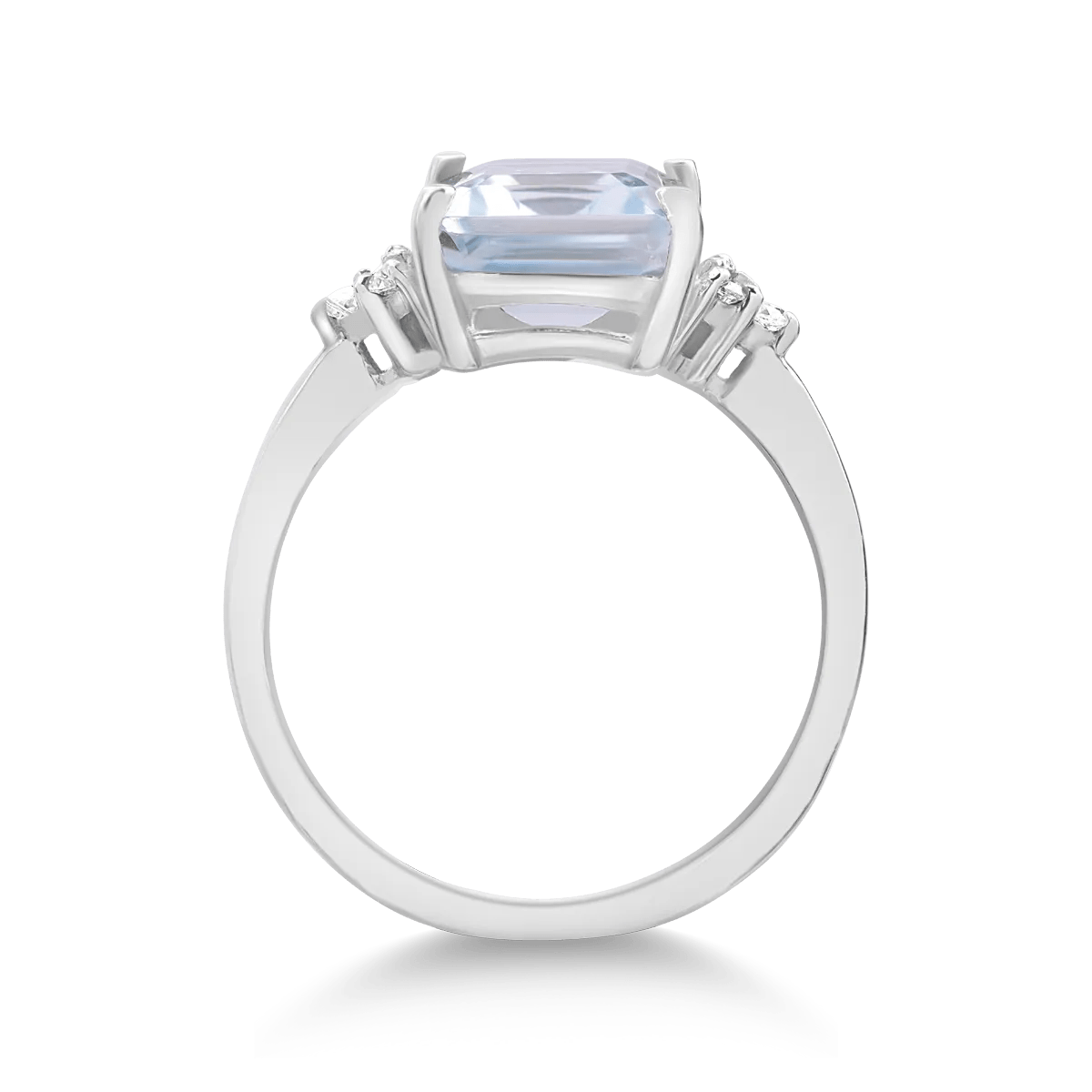 Inel din aur alb cu zirconii albastre și albe Inel din aur alb cu zirconii albastre și albe