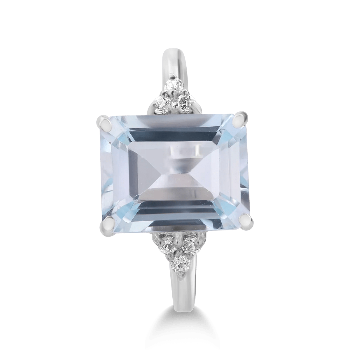 Inel din aur alb cu zirconii albastre și albe Inel din aur alb cu zirconii albastre și albe