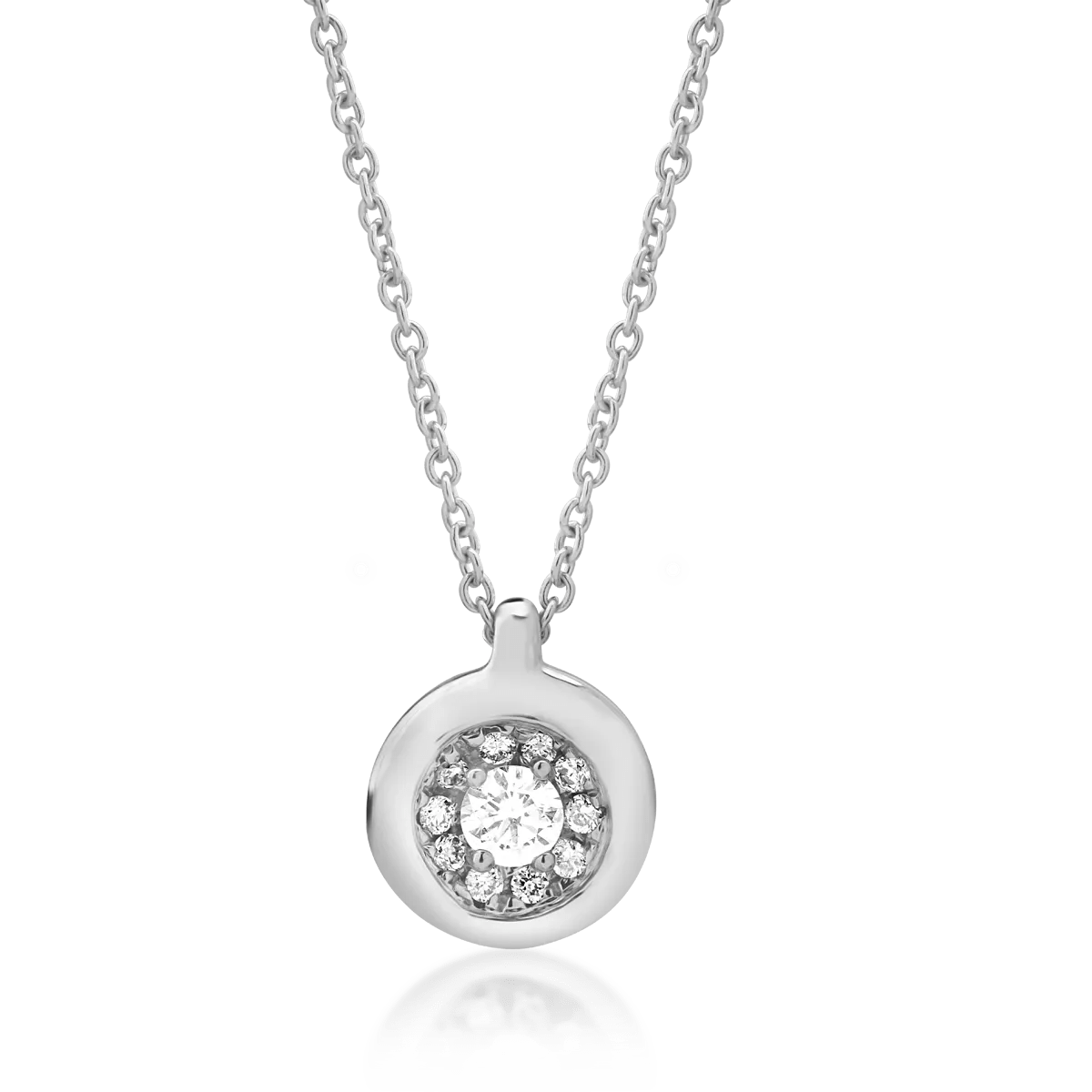 Lanț cu pandantiv din aur alb, diamant 0.05ct și diamante 0.03ct Lanț cu pandantiv din aur alb, diamant 0.05ct și diamante 0.03ct