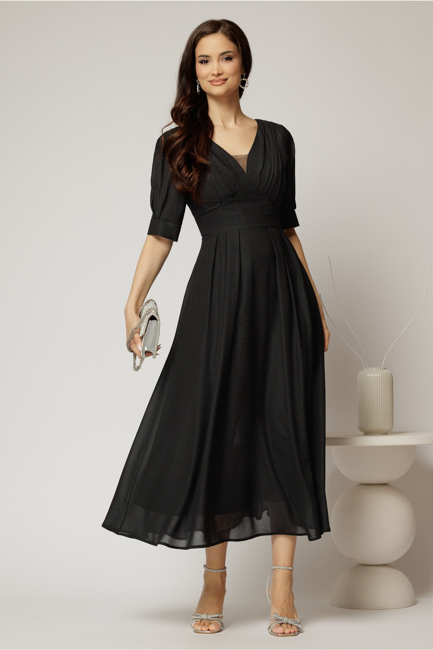 Rochie lungă de ocazie negru sidef Rochie lungă de ocazie negru sidef