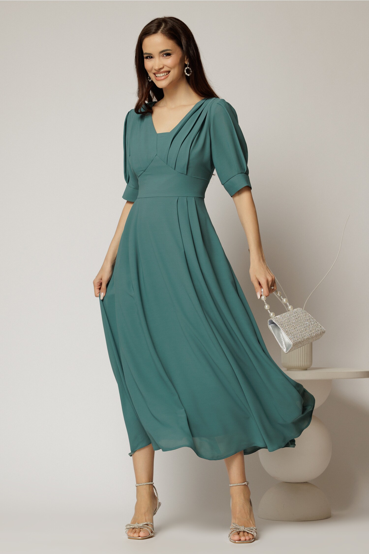 Rochie lungă de ocazie turcoaz Rochie lungă de ocazie turcoaz
