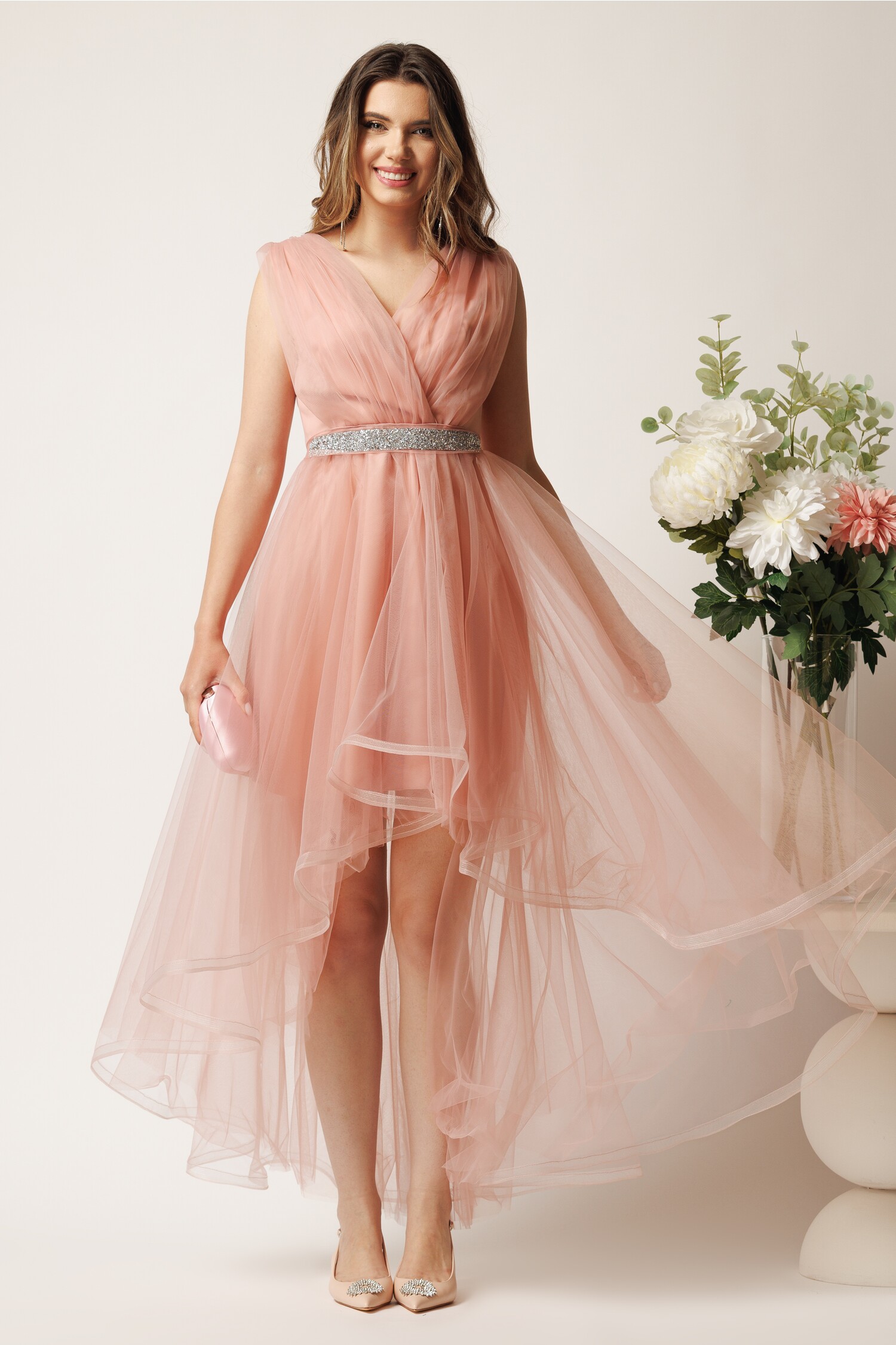 Rochie roz asimetrică din tull cu cordon – Ella Collection Isabel Rochie roz asimetrică din tull cu cordon – Ella Collection Isabel