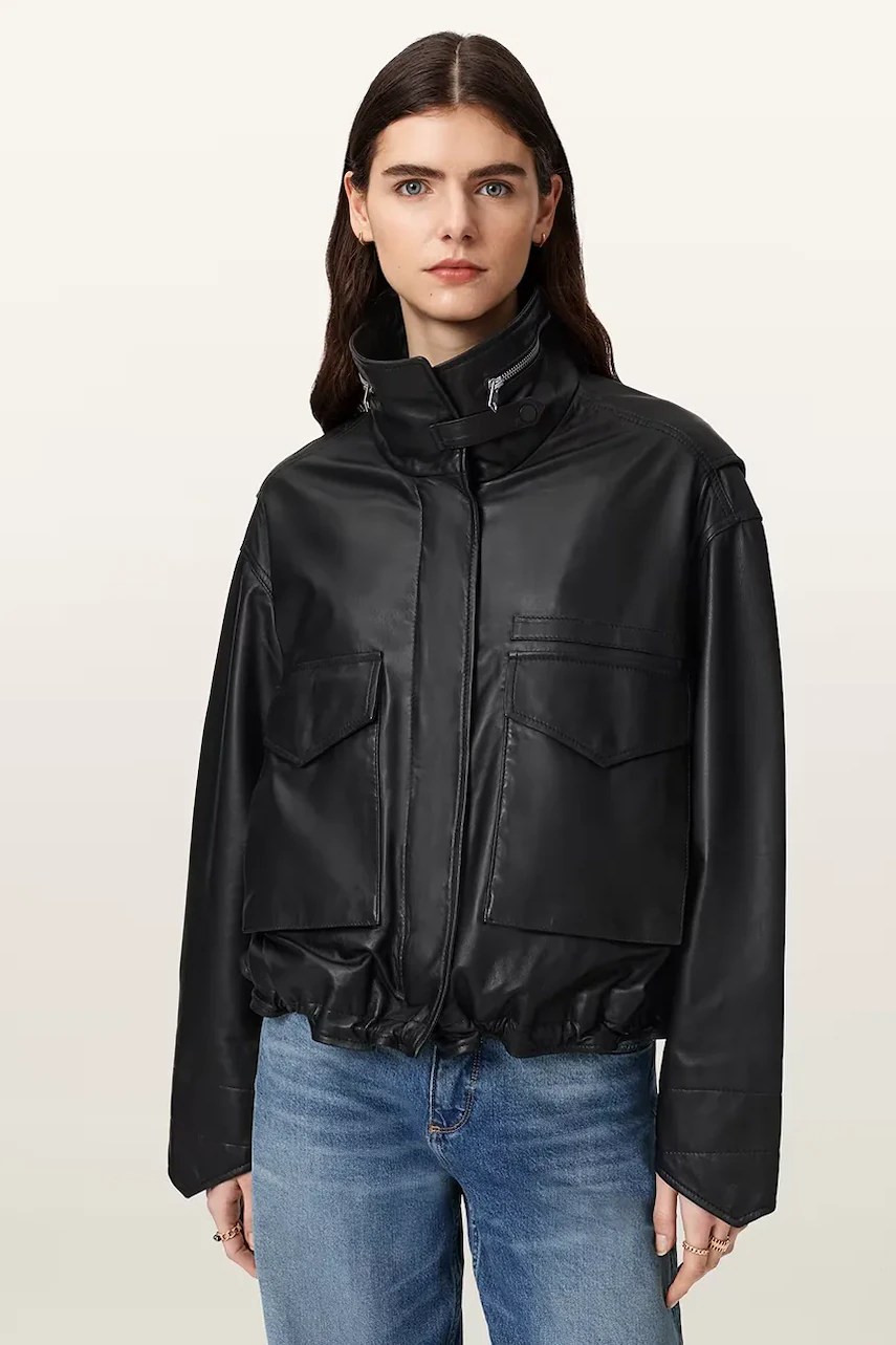 Geacă bomber de damă din piele AllSaints Geacă bomber de damă din piele AllSaints