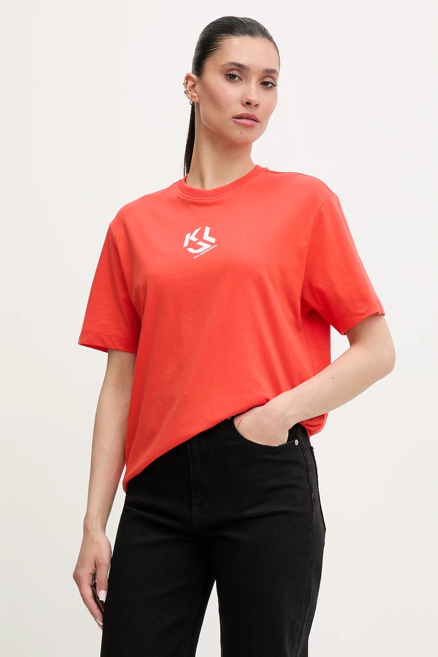 Tricou de damă din bumbac karl lagerfeld jeans Tricou de damă din bumbac karl lagerfeld jeans