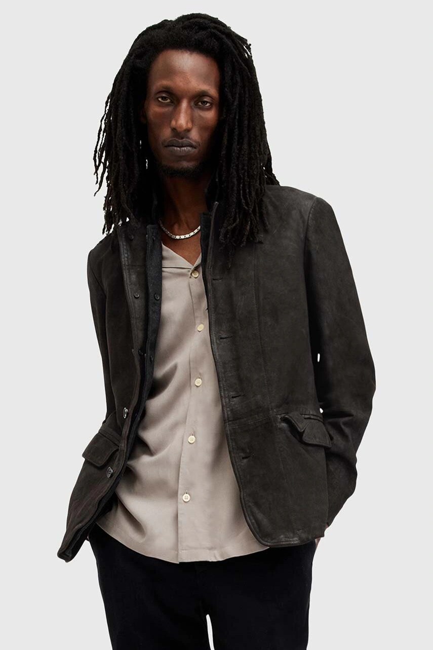 Geacă de piele AllSaints SURVEY LTHR BLAZER Geacă de piele AllSaints SURVEY LTHR BLAZER