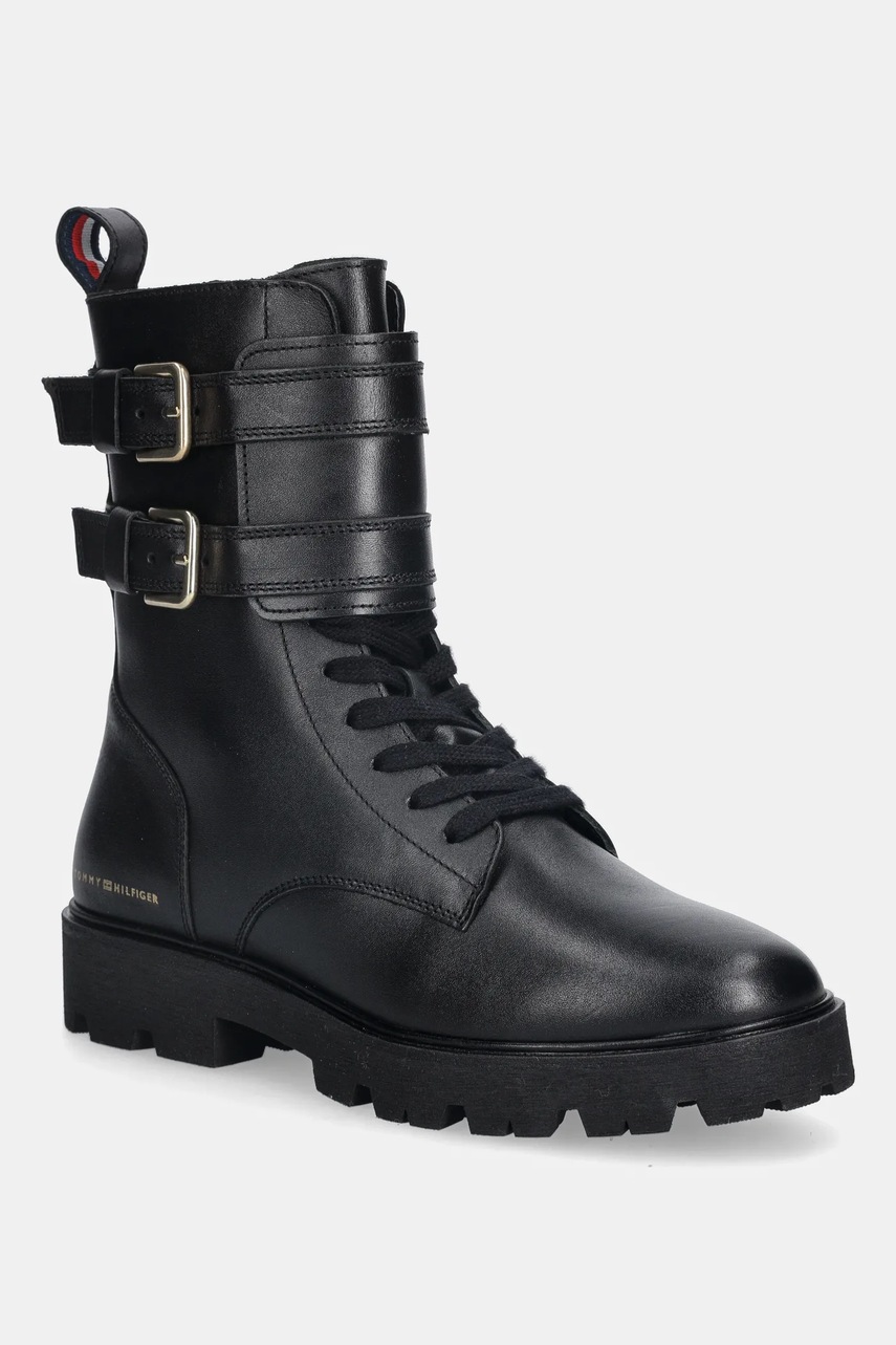 Botine tommy hilfiger din piele TH LTHR BIKER LACEUP Botine tommy hilfiger din piele TH LTHR BIKER LACEUP