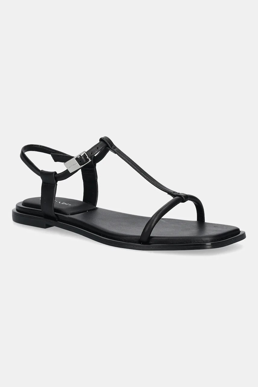 Sandale calvin klein din piele FLAT SANDAL SQUARED BUCKLE LTH Sandale calvin klein din piele FLAT SANDAL SQUARED BUCKLE LTH