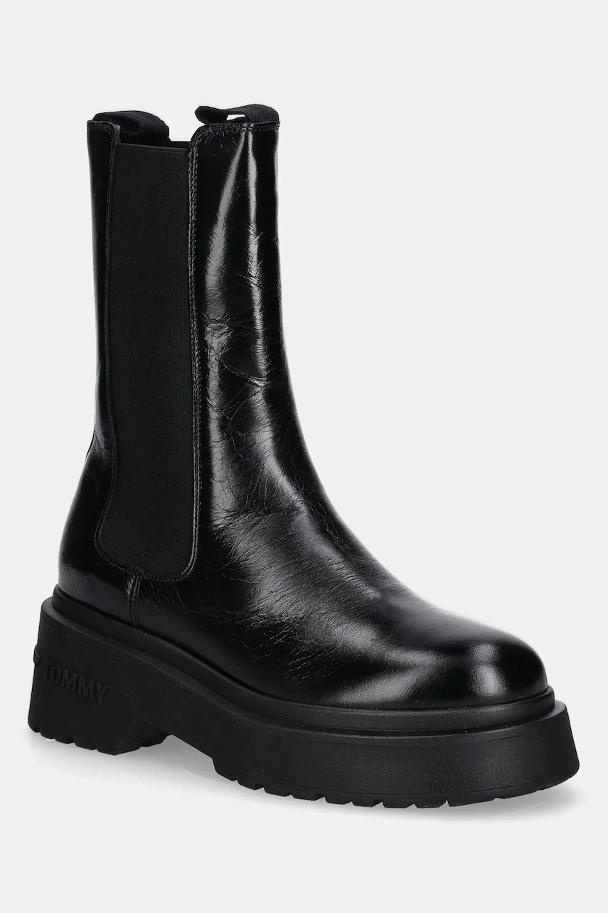 Cizme de piele tommy jeans CHUNKY SHINY LEATHER CHELSEA Cizme de piele tommy jeans CHUNKY SHINY LEATHER CHELSEA
