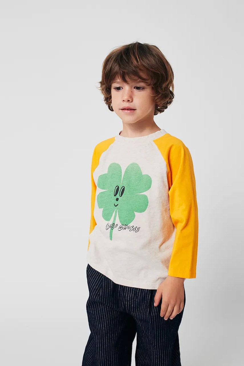Tricou mânecă lungă bobo choses din bumbac Lucky Clover pentru bebeluși Tricou mânecă lungă bobo choses din bumbac Lucky Clover pentru bebeluși