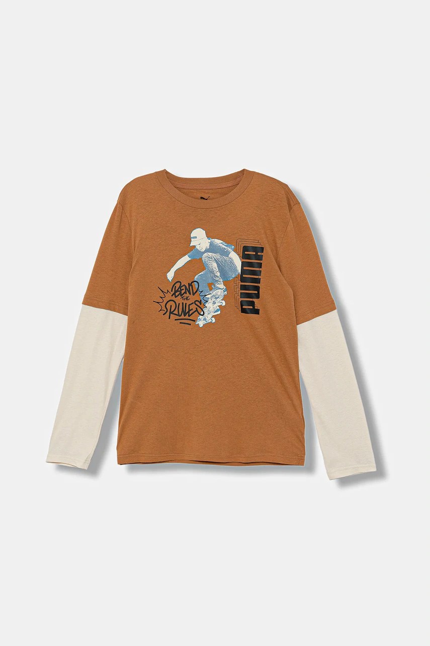 Tricou lung cu mânecă din bumbac pentru copii puma MID90s layered longsleeve b Tricou lung cu mânecă din bumbac pentru copii puma MID90s layered longsleeve b