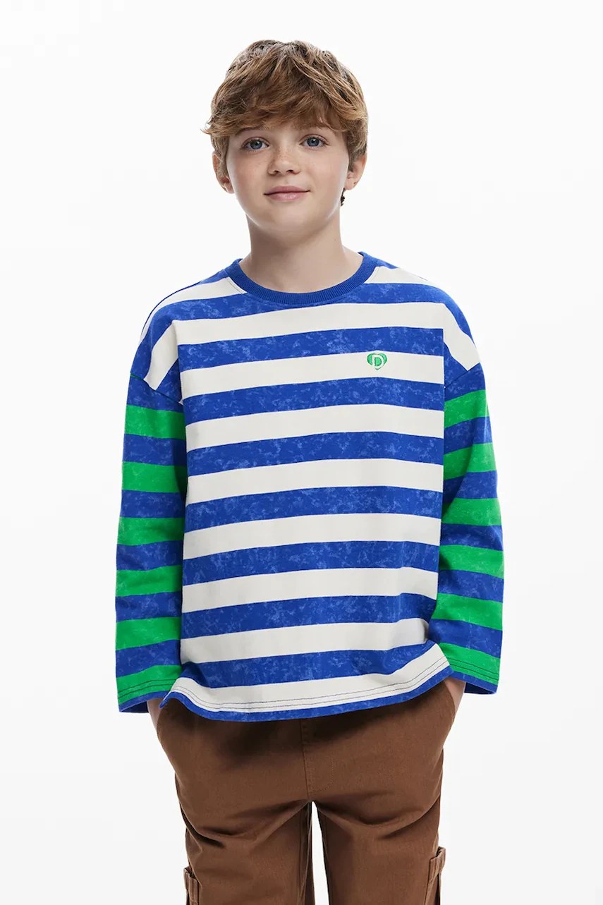 Tricou desigual mânecă lungă din bumbac pentru copii Tricou desigual mânecă lungă din bumbac pentru copii