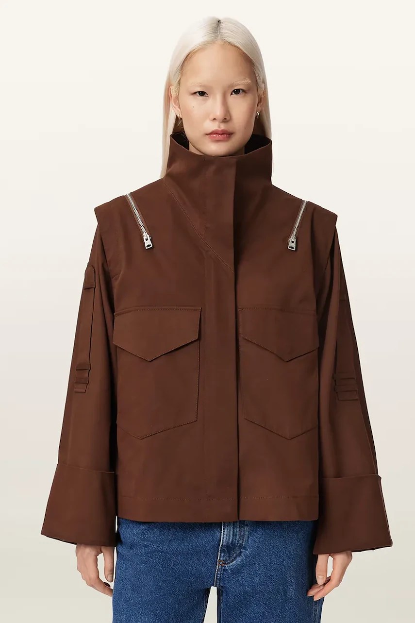 AllSaints jachetă de damă din bumbac LEIGHTON AllSaints jachetă de damă din bumbac LEIGHTON