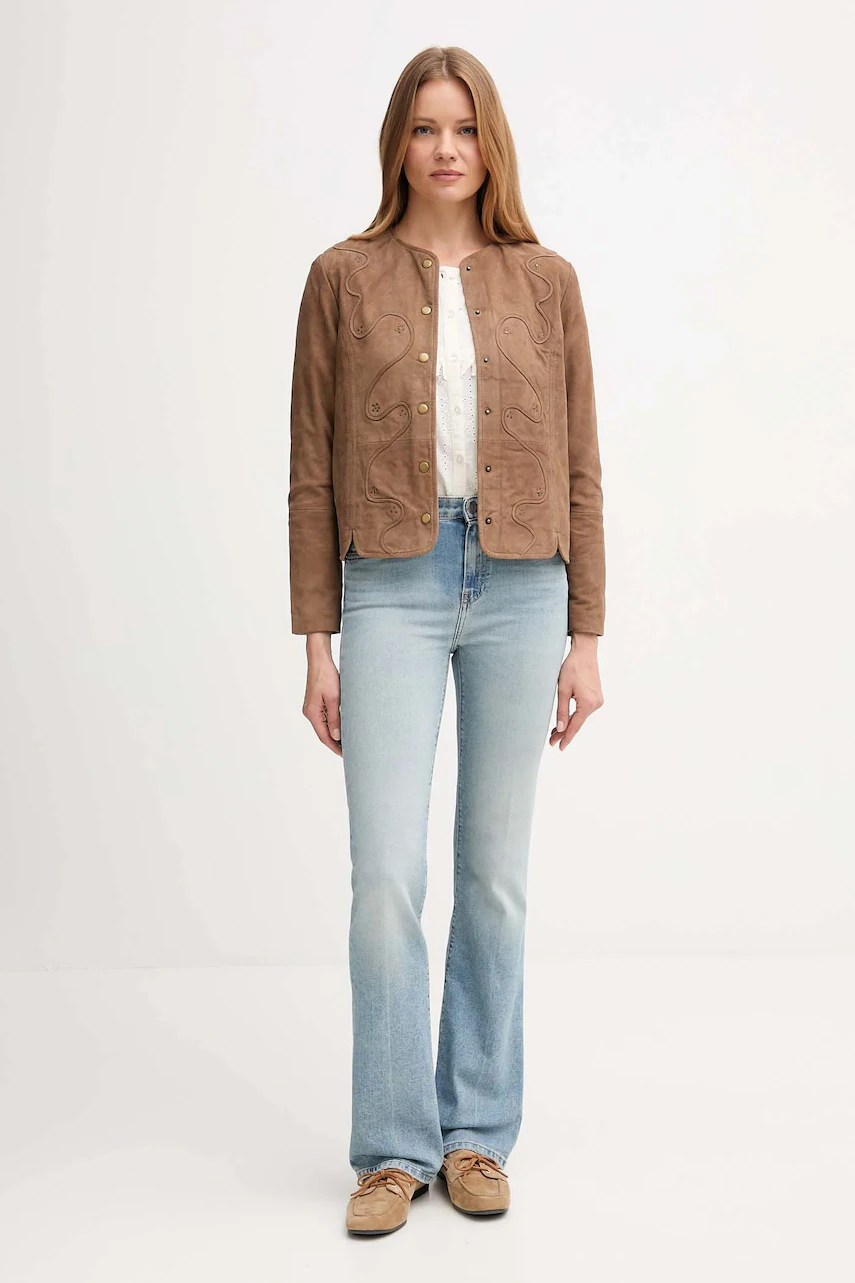 Hoss intropia – geacă din piele întoarsă cu strasuri Hoss intropia – geacă din piele întoarsă cu strasuri