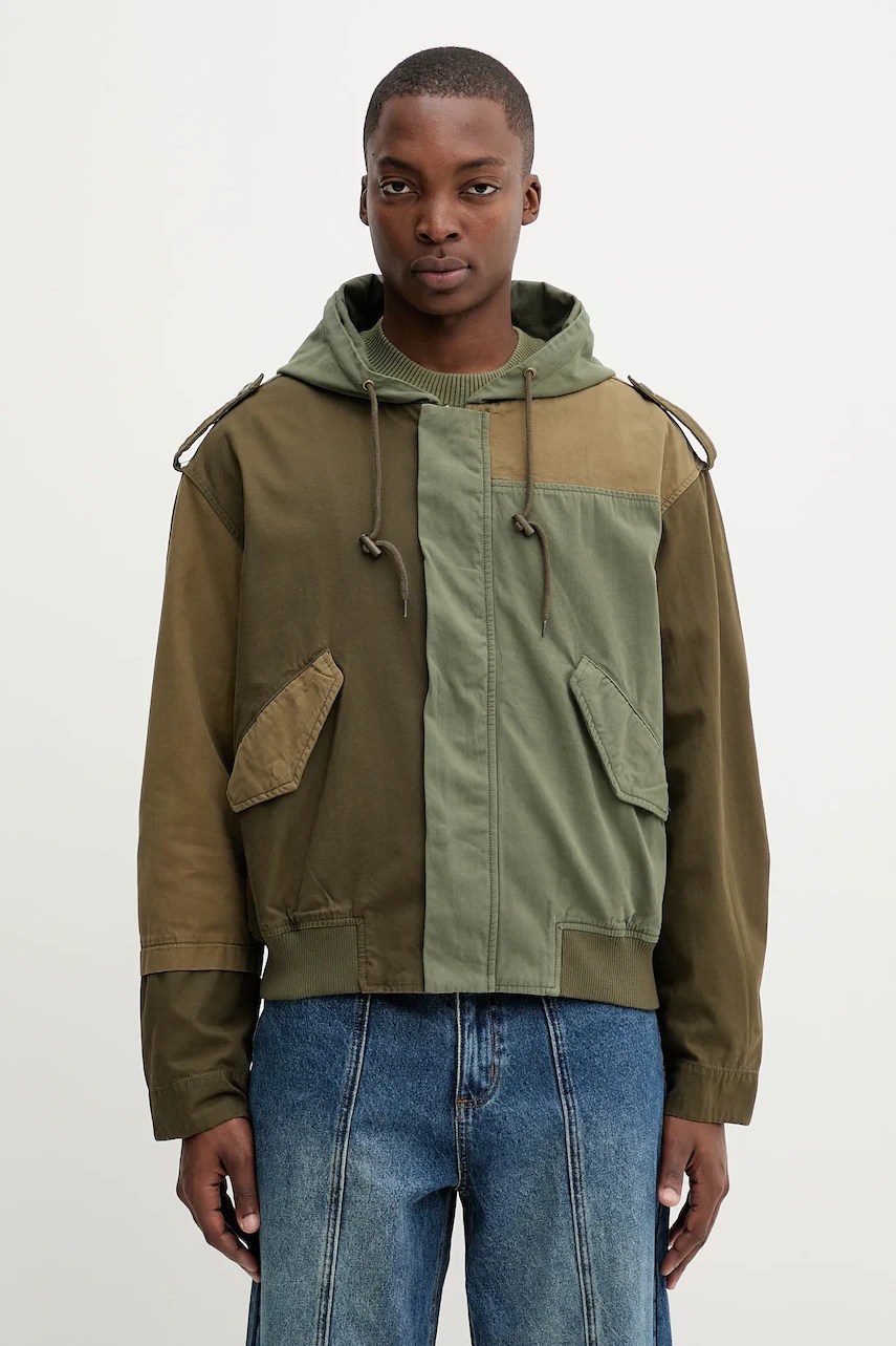 Jachetă de bumbac desigual cu PATCHES militare Jachetă de bumbac desigual cu PATCHES militare