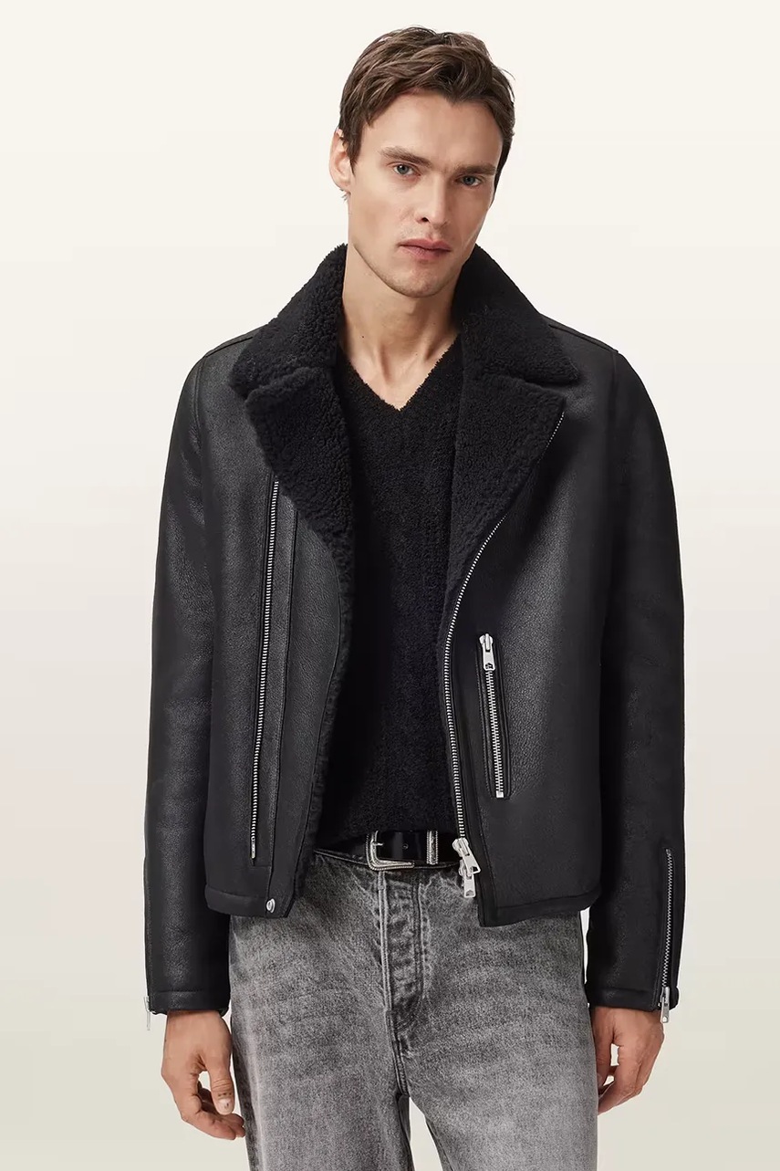 Geacă biker de piele AllSaints CORREZ Geacă biker de piele AllSaints CORREZ