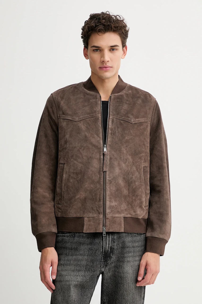 Jachetă bomber din piele întoarsă AllSaints ZEALAND Jachetă bomber din piele întoarsă AllSaints ZEALAND