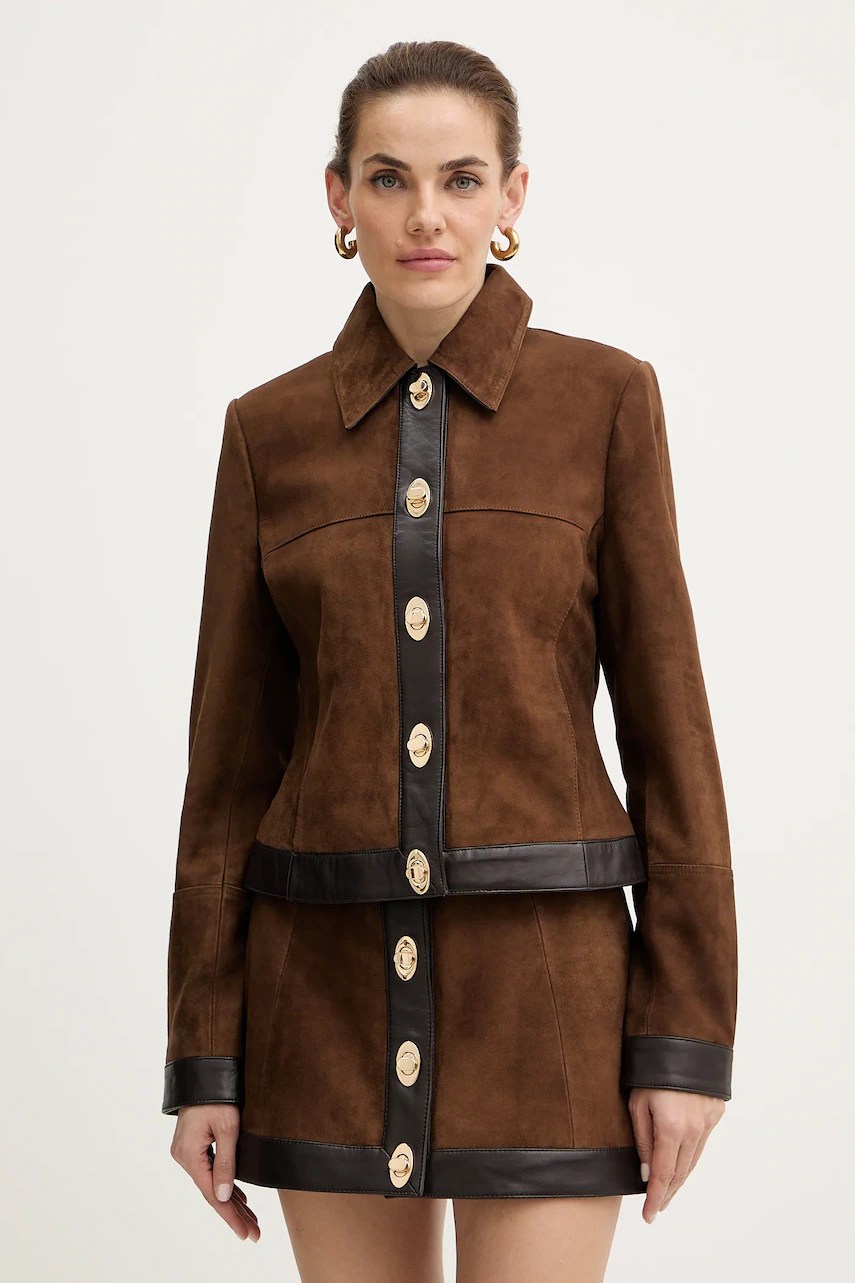 Geacă din piele întoarsă retrofete Nanna Geacă din piele întoarsă retrofete Nanna