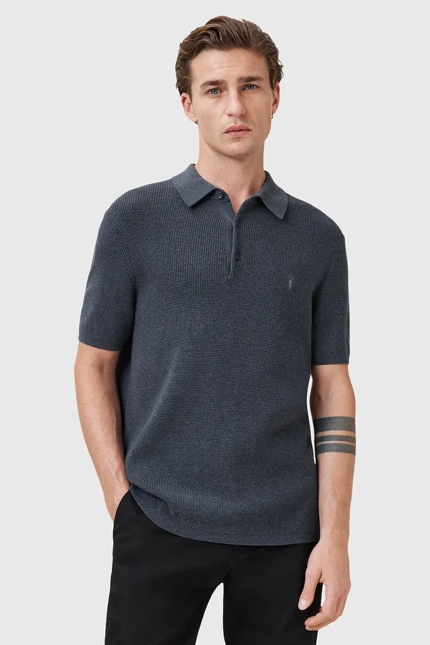 Allsaints tricou polo din amestec de lână ASPEN Allsaints tricou polo din amestec de lână ASPEN