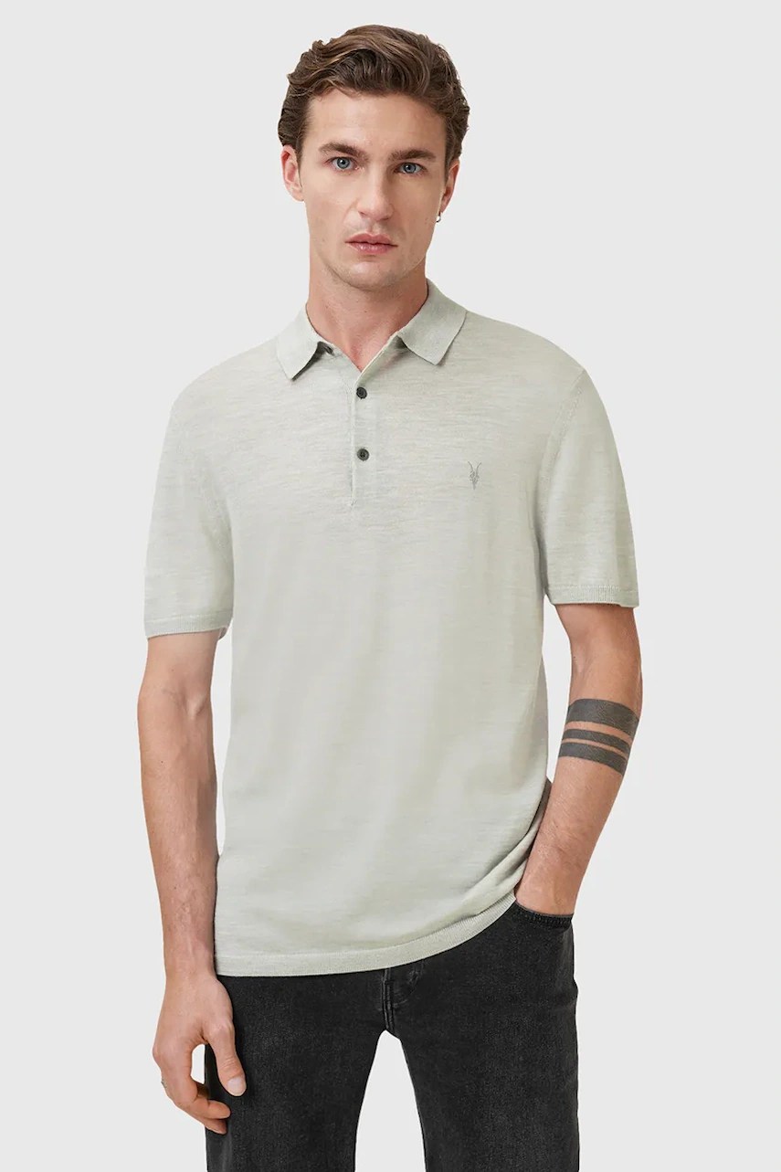 Tricou polo din lână AllSaints Tricou polo din lână AllSaints
