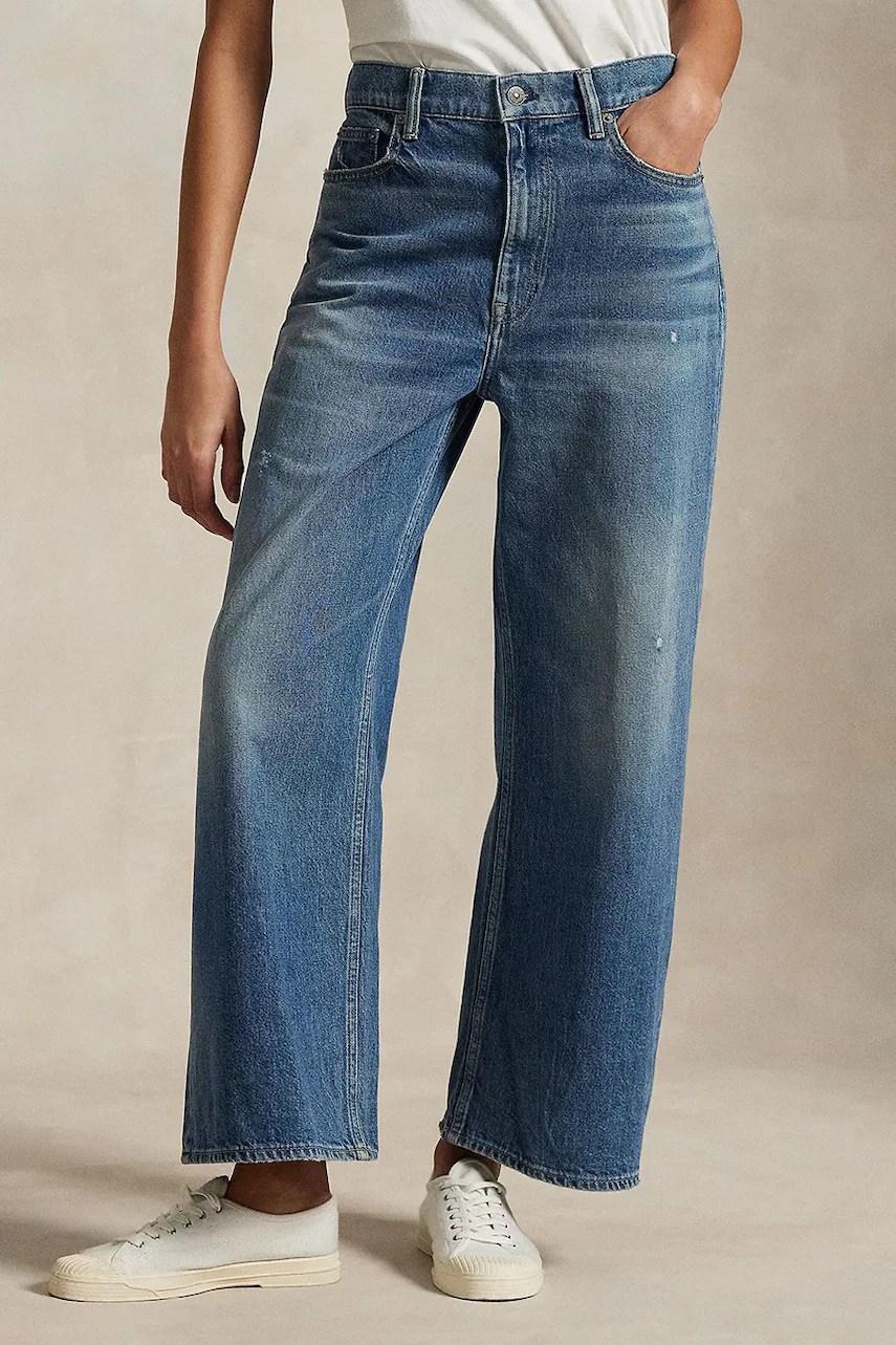 Blugi largi din bumbac polo ralph lauren Wd Lg Crp Ankle Blugi largi din bumbac polo ralph lauren Wd Lg Crp Ankle