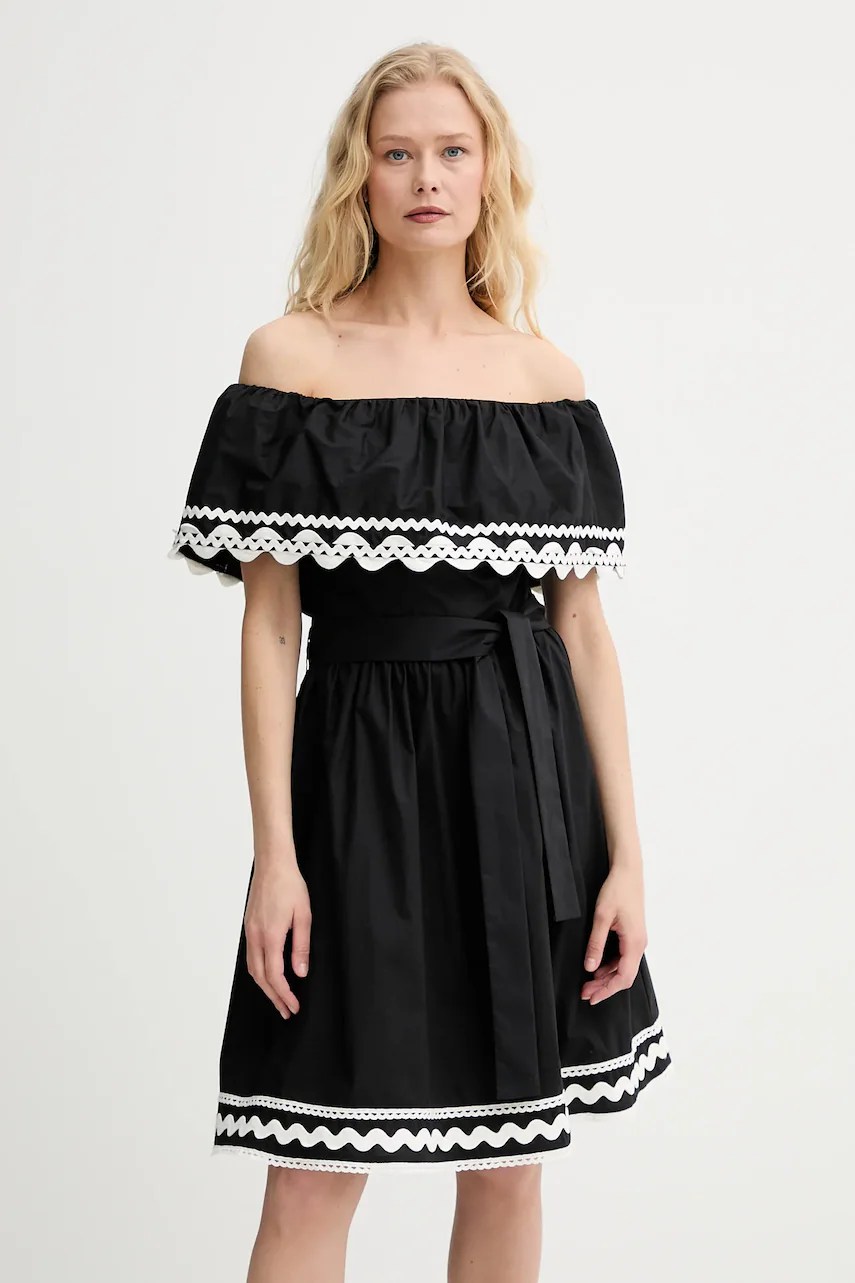 Rochie morgan din bumbac cu decolteu bardot Rochie morgan din bumbac cu decolteu bardot