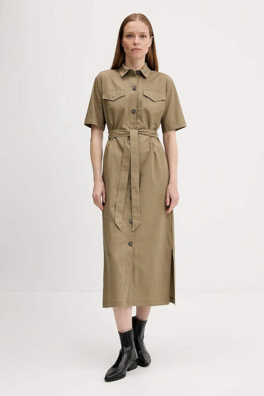 Rochie barbour NICOLE din in, lungime midi Rochie barbour NICOLE din in, lungime midi