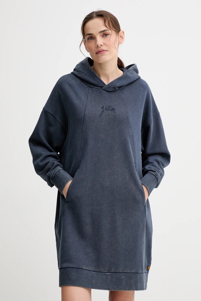 Rochie g-star din bumbac organic a line cu glugă Rochie g-star din bumbac organic a line cu glugă