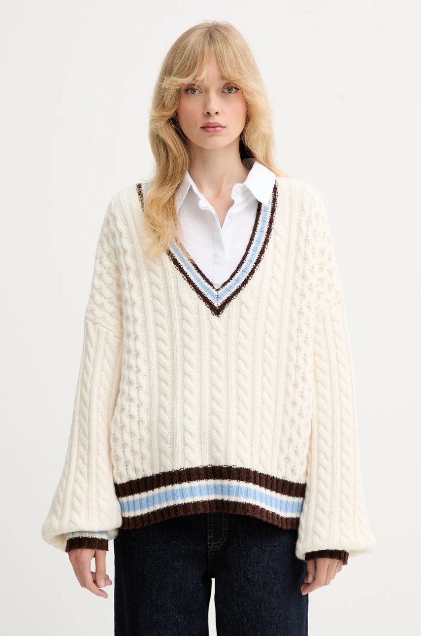 Pulover gestuz din lână Pulover gestuz din lână