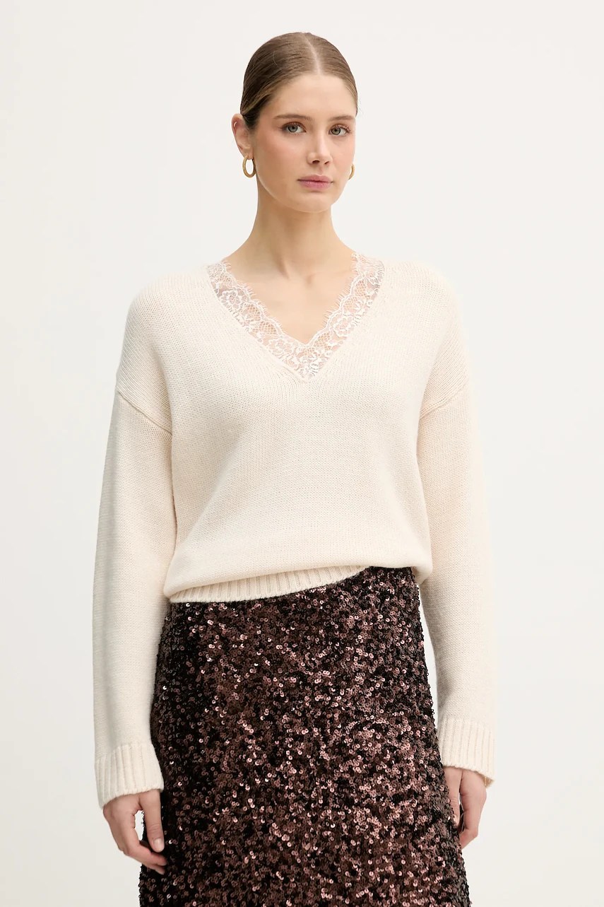 Pulover IBlues RICAMO cu dantelă și lână Pulover IBlues RICAMO cu dantelă și lână
