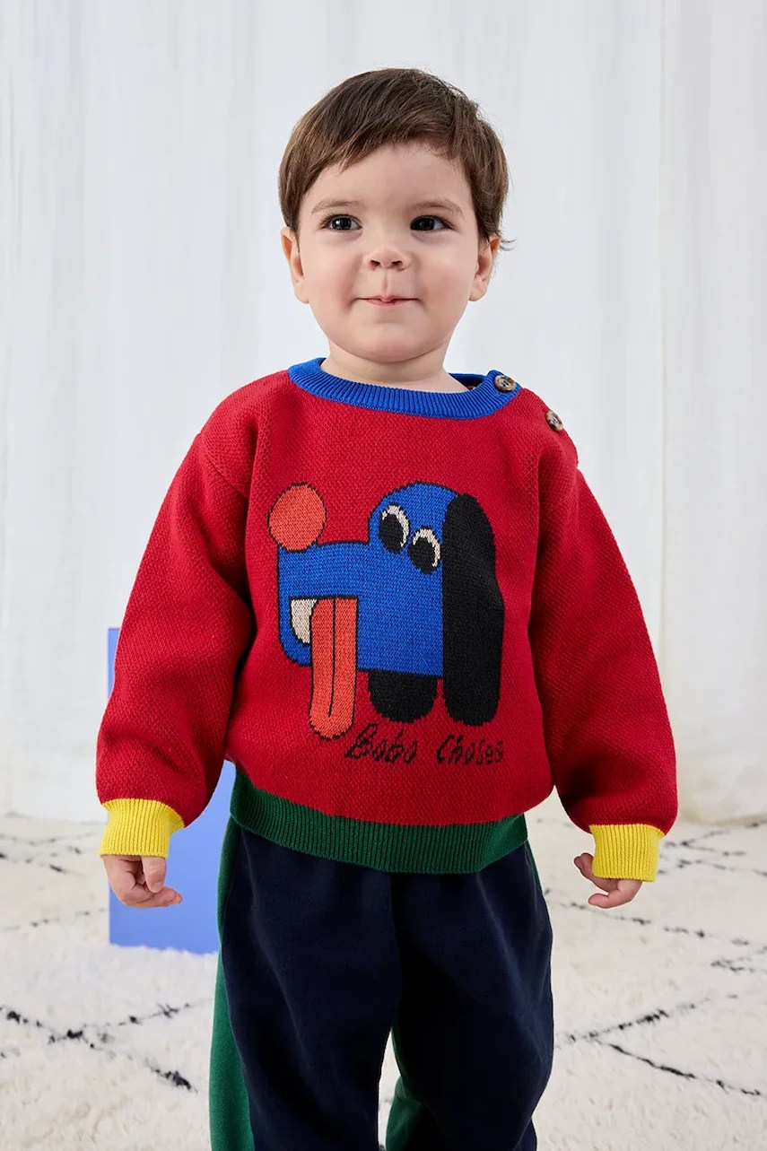 Pulover din bumbac pentru bebeluși Doggy Mate de la bobo choses Pulover din bumbac pentru bebeluși Doggy Mate de la bobo choses