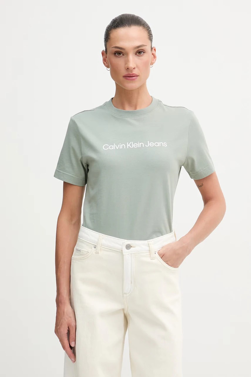 Blugi calvin klein cu talie ridicată Blugi calvin klein cu talie ridicată