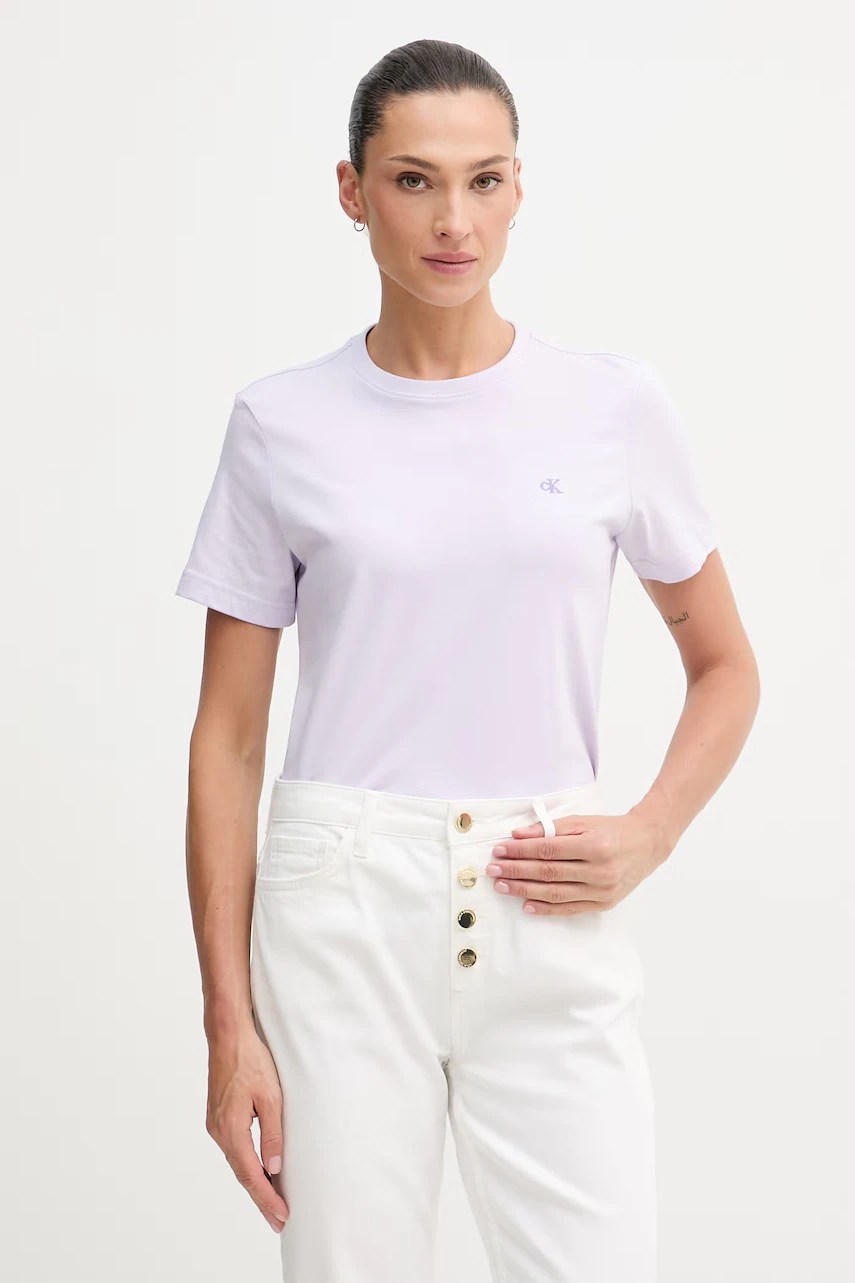Tricou basic de damă calvin klein jeans din bumbac Tricou basic de damă calvin klein jeans din bumbac