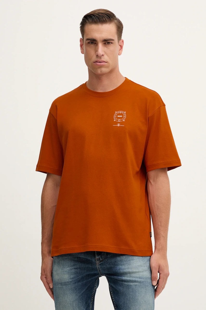 Tricou BOSS orange te_voyage din bumbac Tricou BOSS orange te_voyage din bumbac