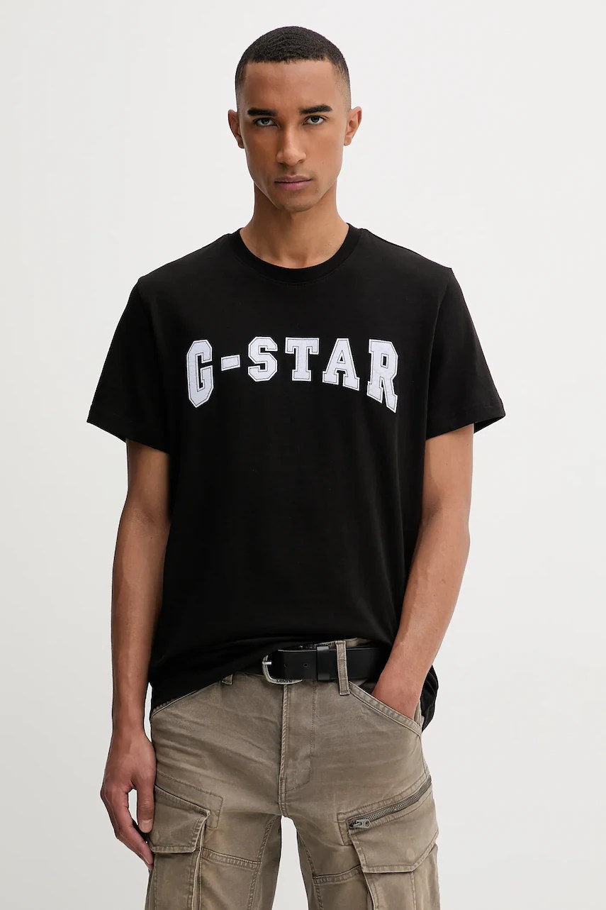 Tricou bărbați g-star din bumbac cu logo felt Tricou bărbați g-star din bumbac cu logo felt