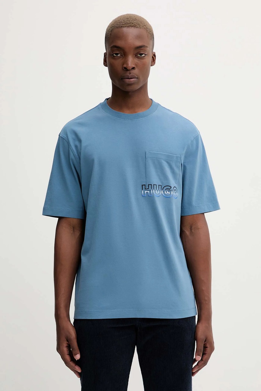 Tricou HUGO blue din bumbac Nogoste Tricou HUGO blue din bumbac Nogoste