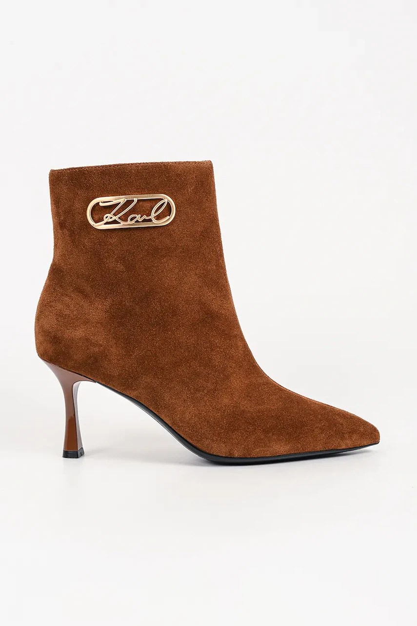 Botine cu toc cui pentru femei din piele întoarsă Sienna – Karl Lagerfeld Botine cu toc cui pentru femei din piele întoarsă Sienna – Karl Lagerfeld